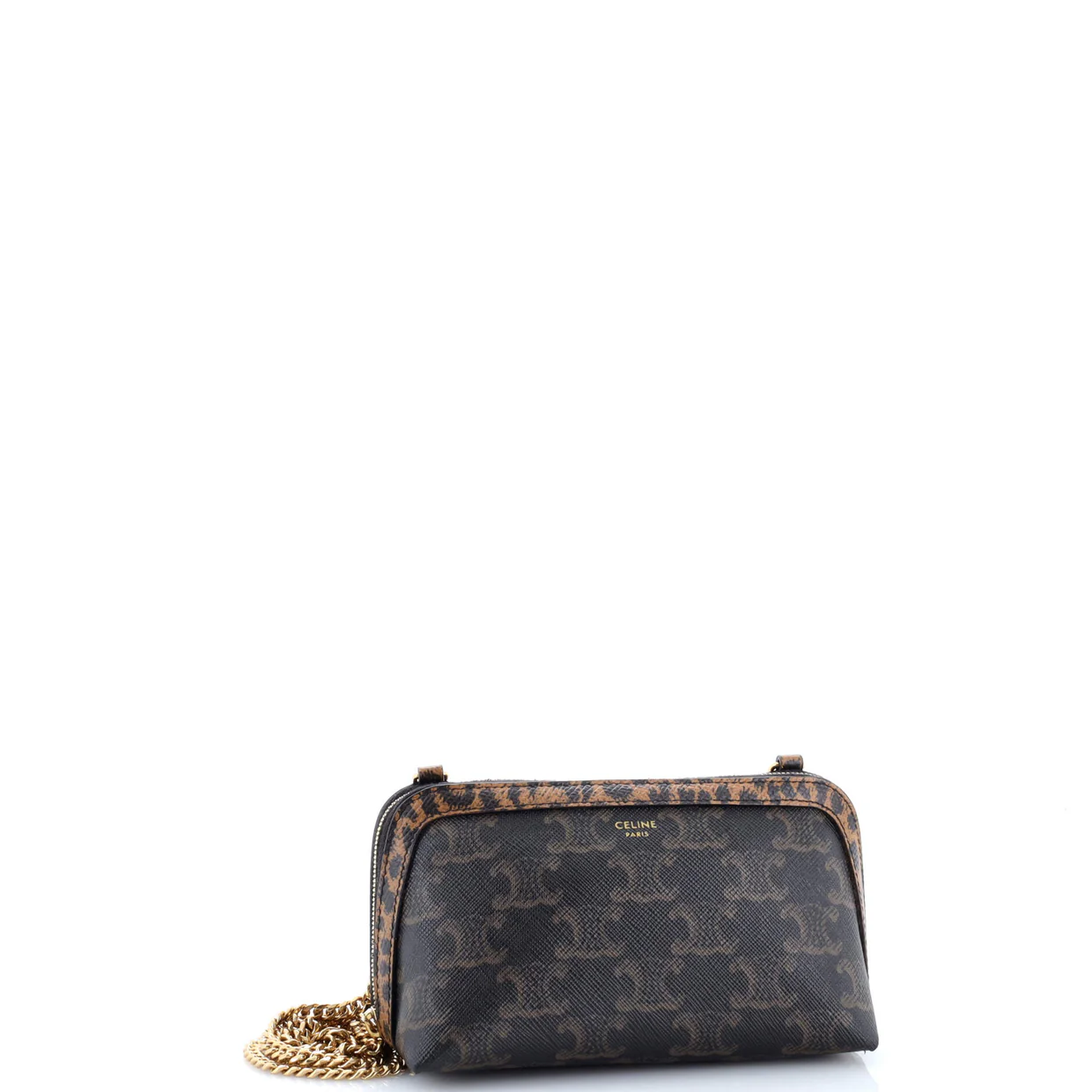 Zip Around Chain Clutch Triomphe Coated Canvas - Deep Luxury