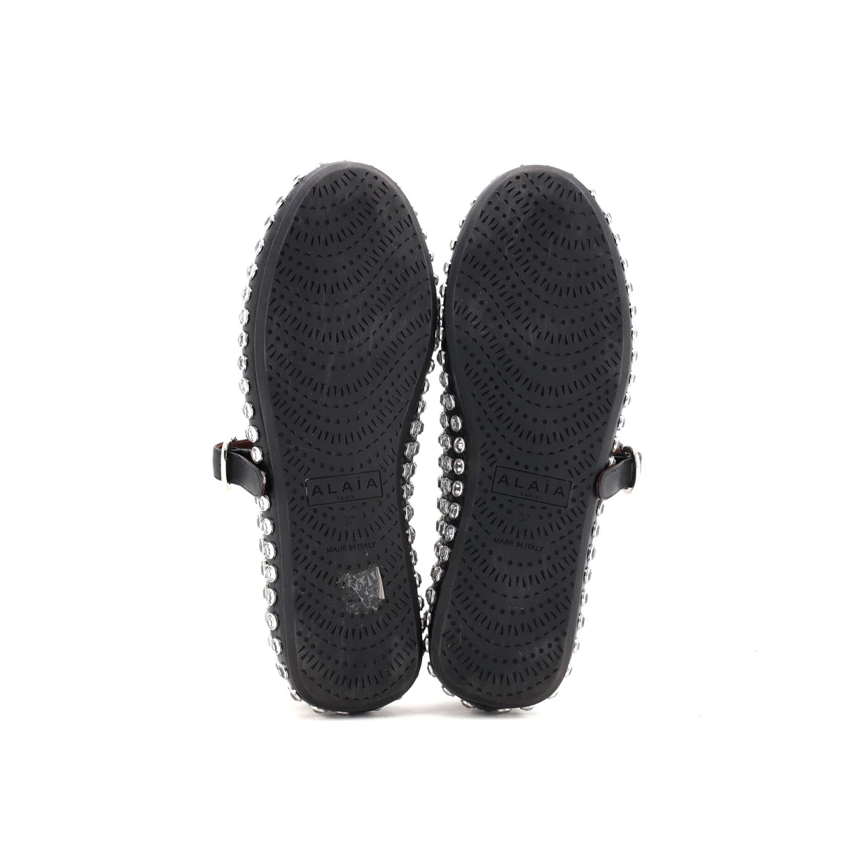 Women's Buckle Ballerina Flats Leather with Crystals - Deep Luxury