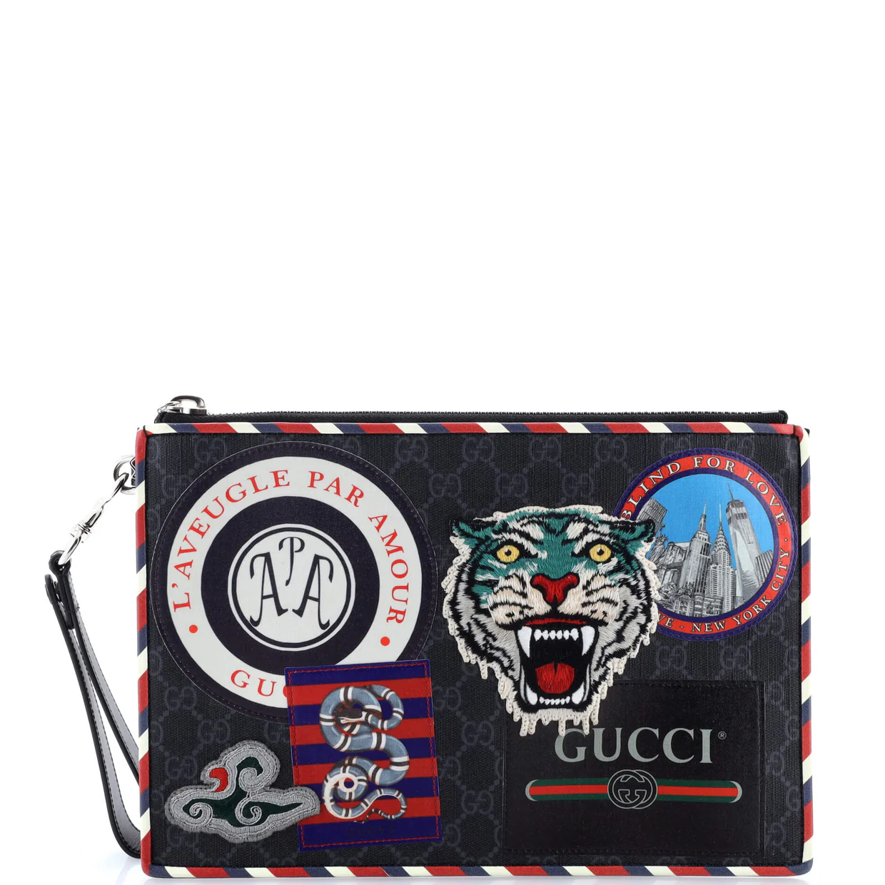 Night Courrier Pouch GG Coated Canvas with Applique - Deep Luxury