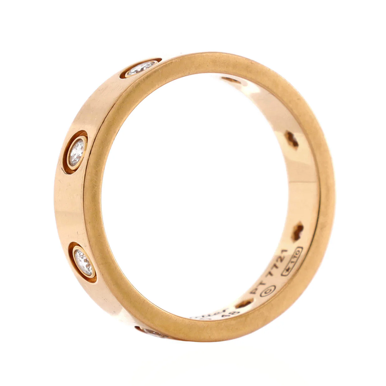 Love Wedding Band 8 Diamonds Ring 18K Rose Gold with Diamonds - Deep Luxury