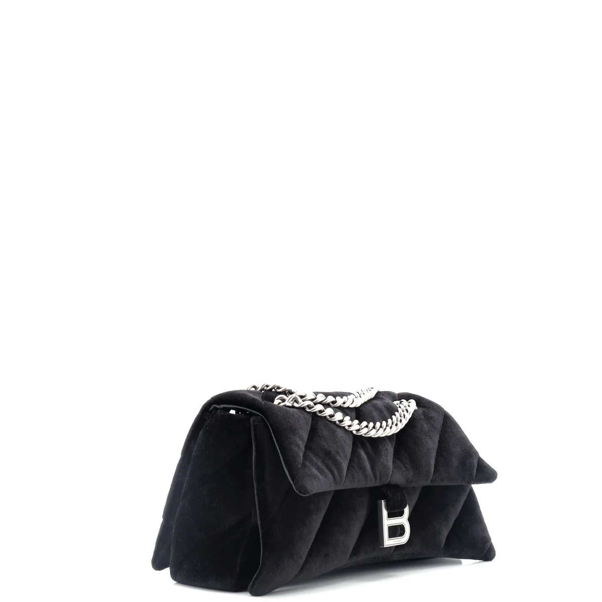 Crush Chain Flap Bag Quilted Velvet Medium - Deep Luxury