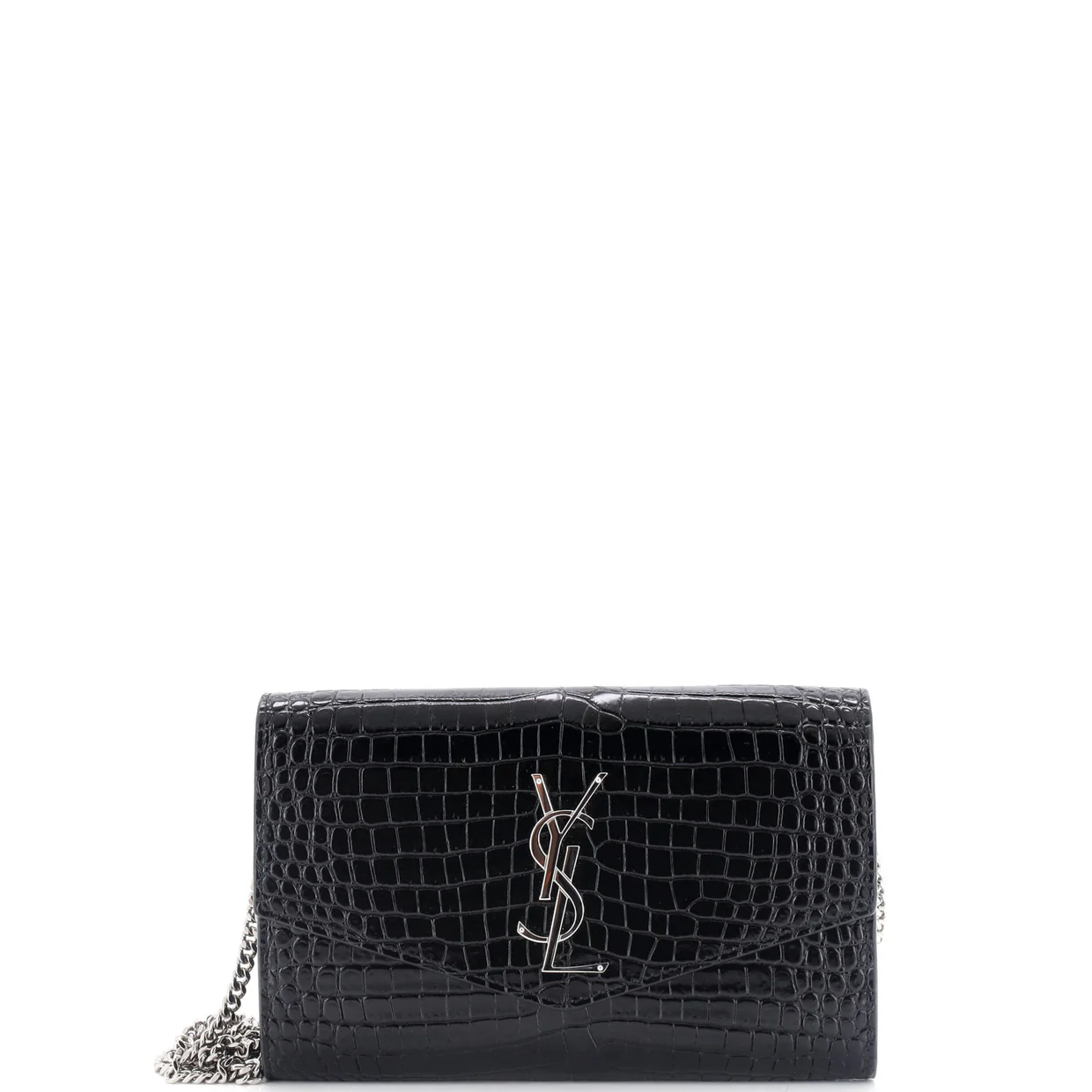 Classic Monogram Wallet on Chain Crocodile Embossed Leather - Deep Luxury