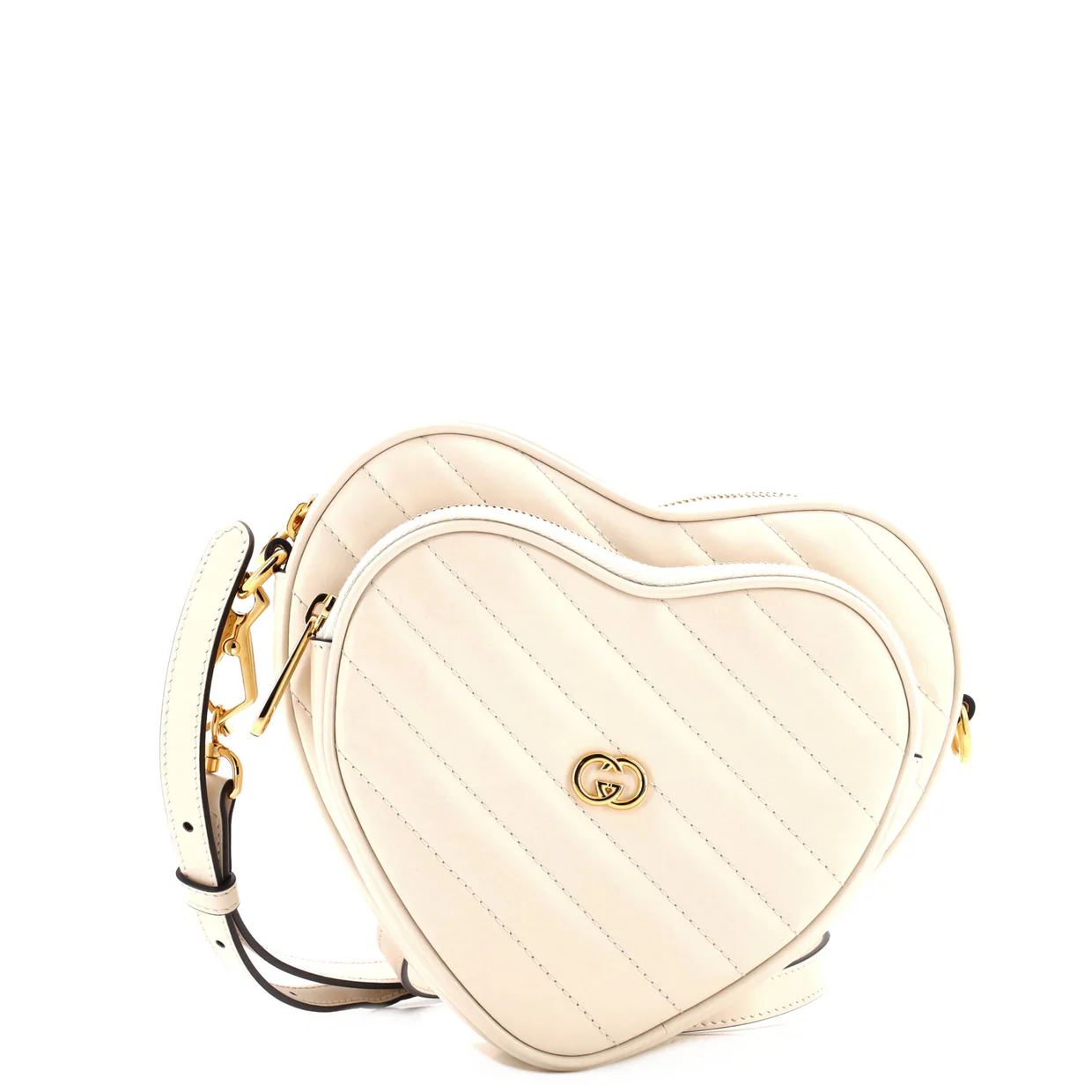 Interlocking G Heart Shoulder Bag Diagonal Quilted Leather Mini - Deep Luxury