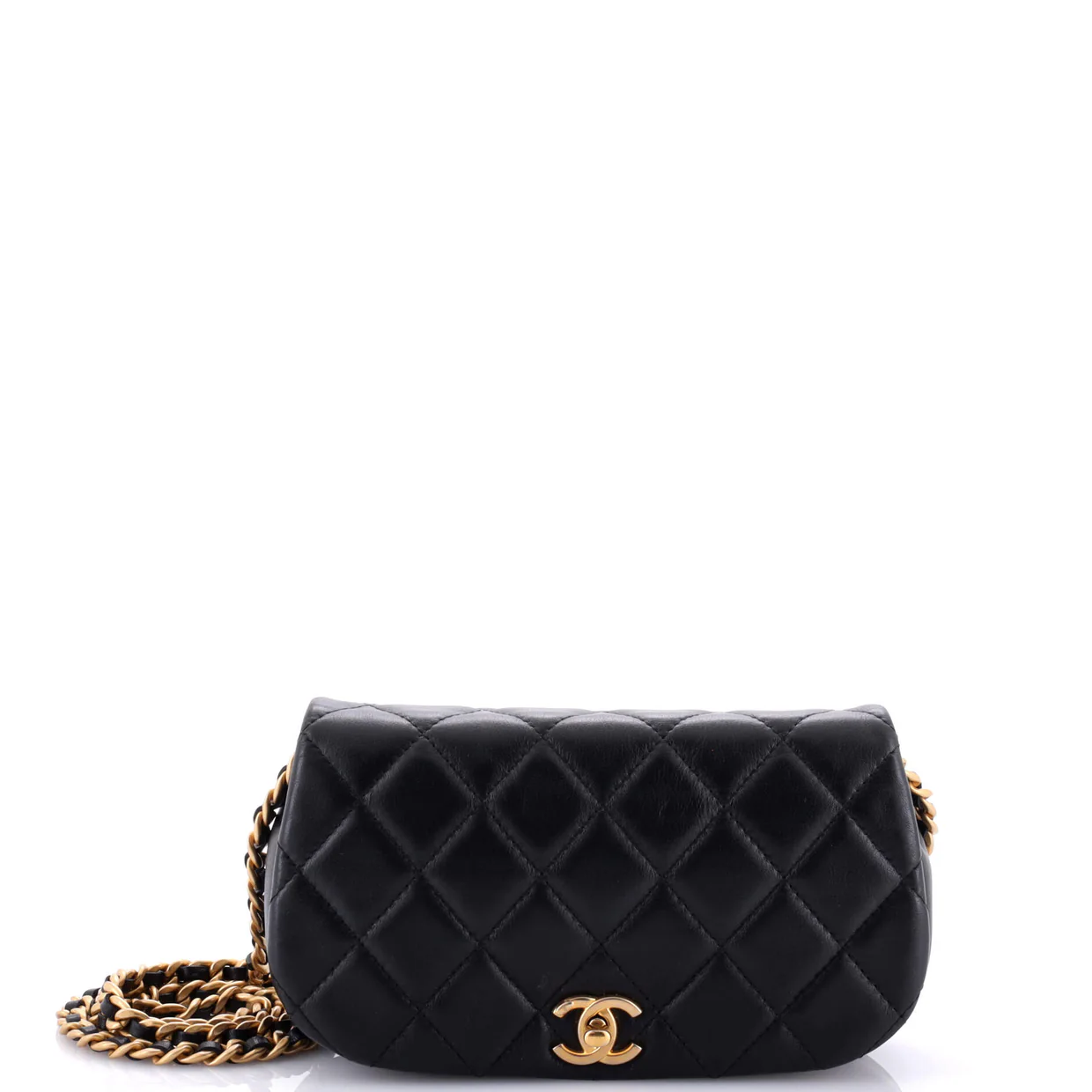 Coco Mail Clutch with Chain Quilted Calfskin - Deep Luxury