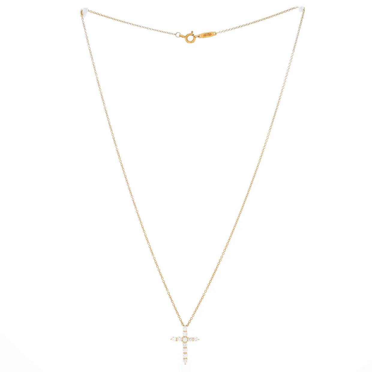 Cross Pendant Necklace 18K Rose Gold with Diamonds Mini - Deep Luxury