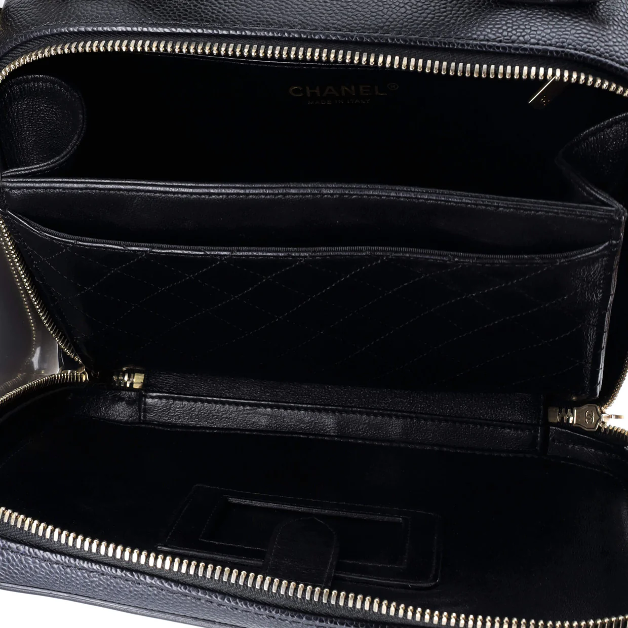 Filigree Vanity Case Quilted Caviar Large - Deep Luxury