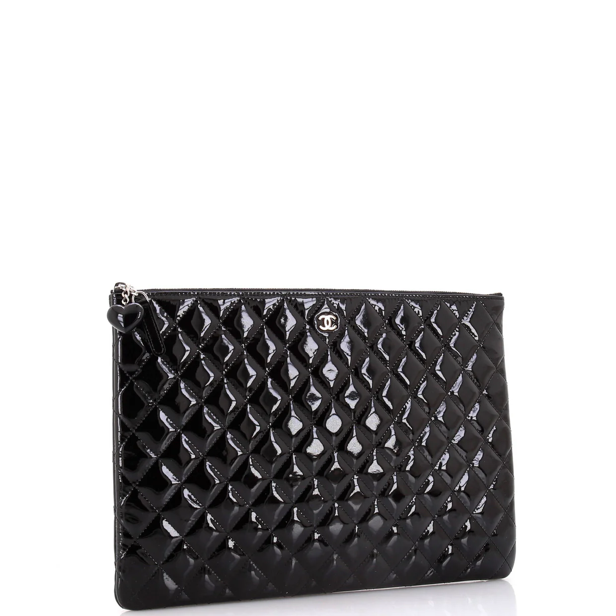 Valentine Hearts O Case Clutch Quilted Patent Large - Deep Luxury