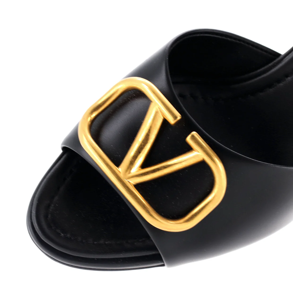 Women's VLogo Heeled Slide Sandals Leather - Deep Luxury