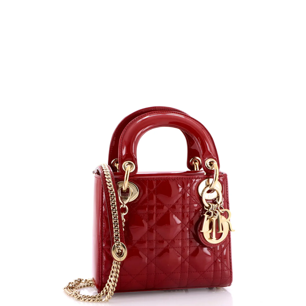 Lady Dior Chain Bag Cannage Quilt Patent Mini - Deep Luxury