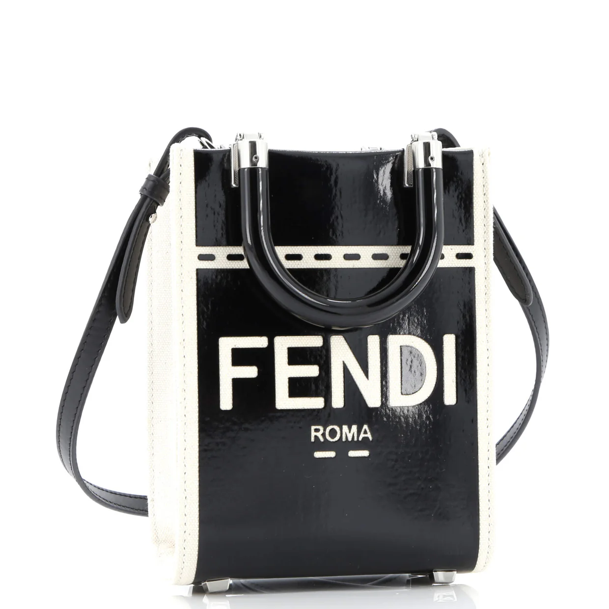 Sunshine Shopper Tote Patent and Canvas Mini - Deep Luxury