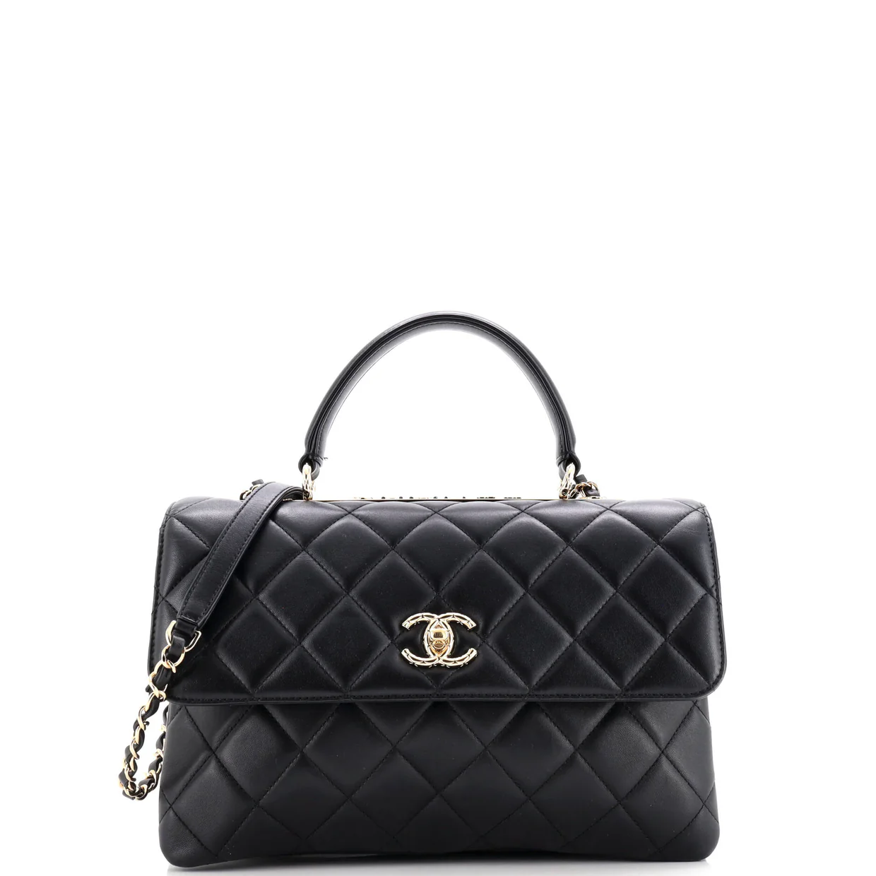 Trendy CC Top Handle Bag Quilted Lambskin Medium - Deep Luxury