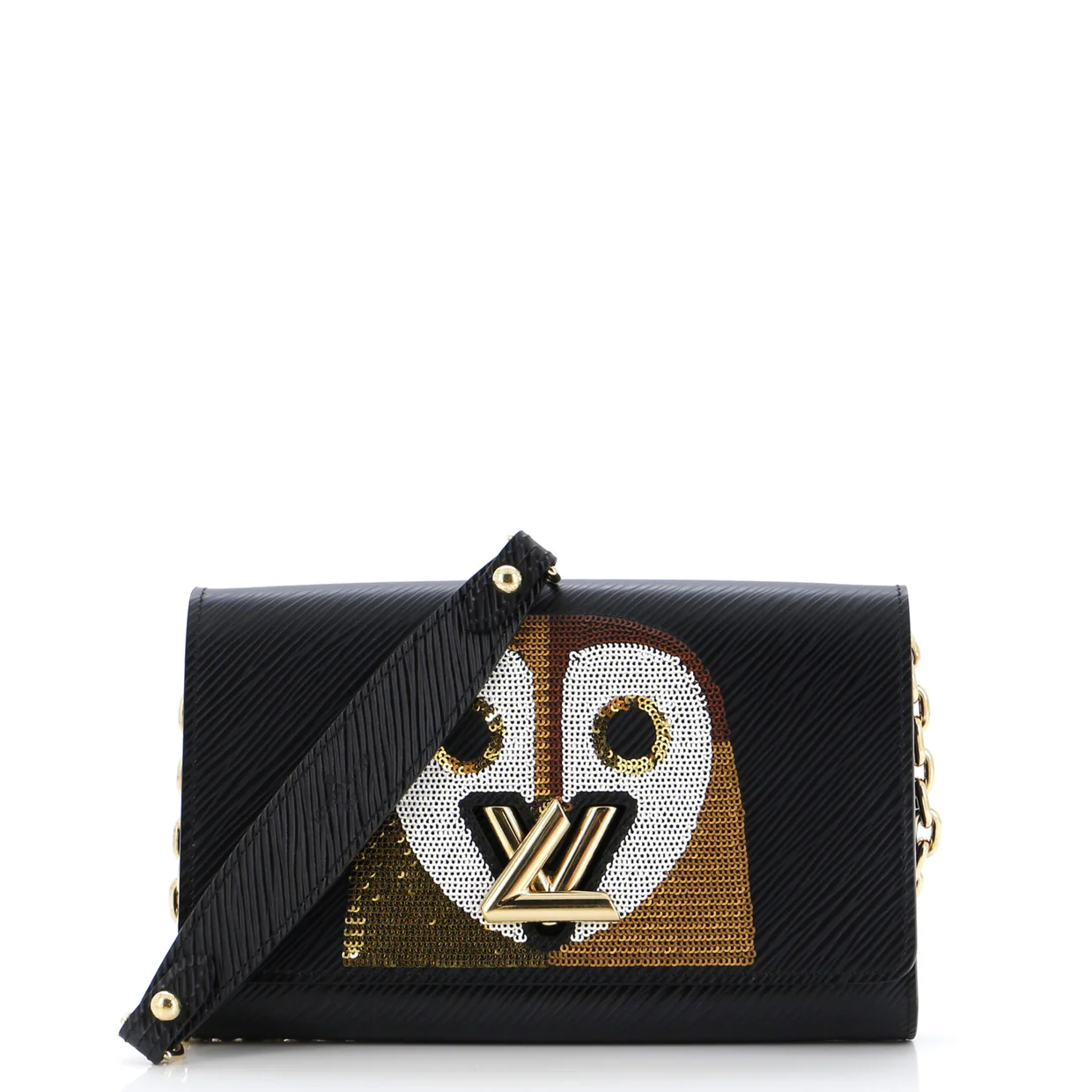 Twist Chain Wallet Epi Leather with Sequins - Deep Luxury
