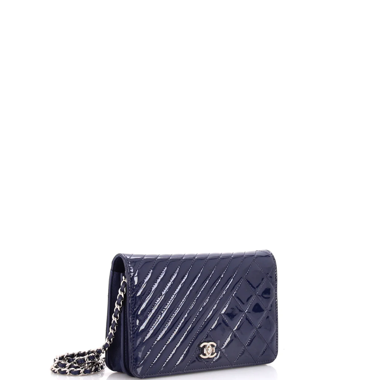 Coco Boy Wallet on Chain Quilted Patent - Deep Luxury
