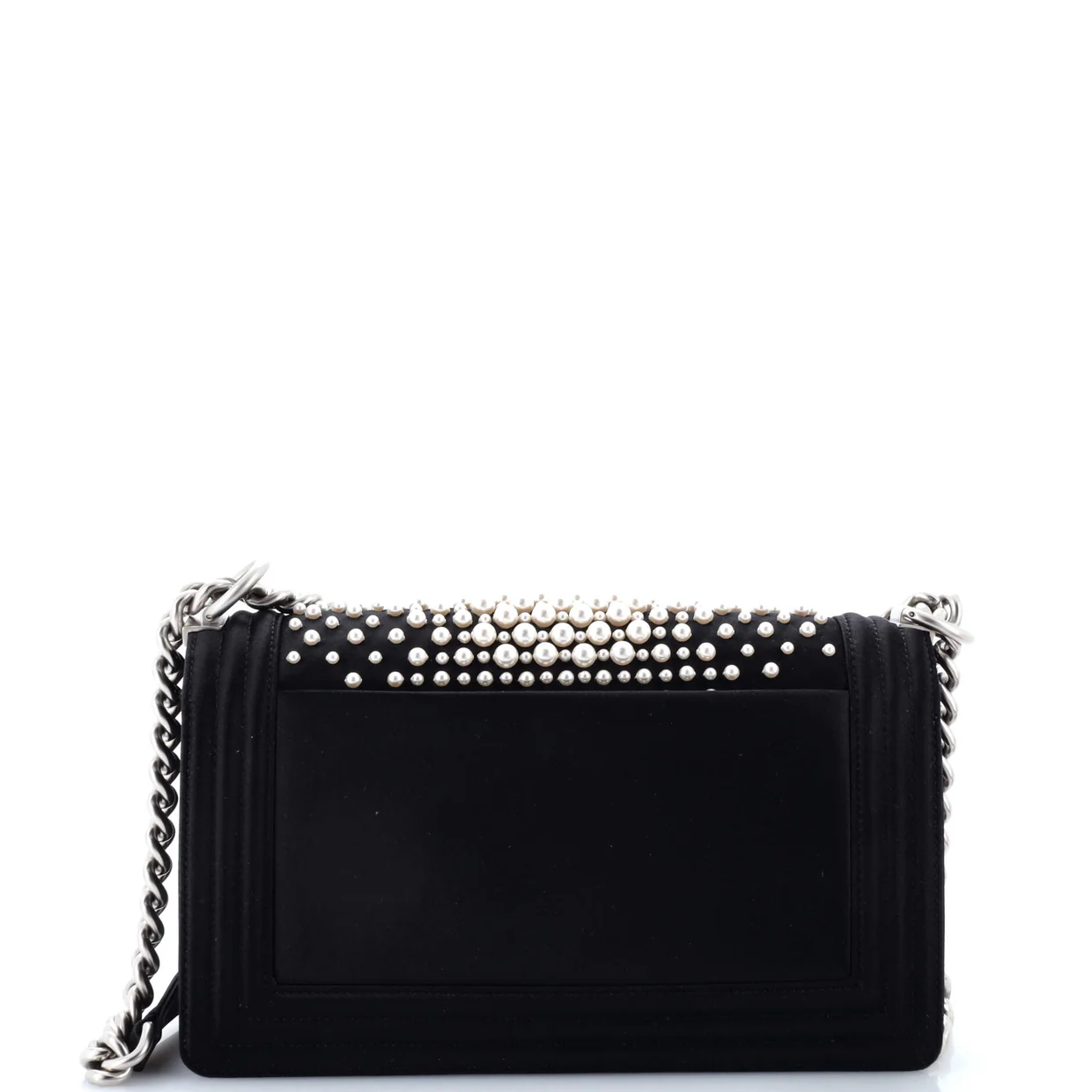 Boy Flap Bag Pearl Embellished Satin Old Medium - Deep Luxury