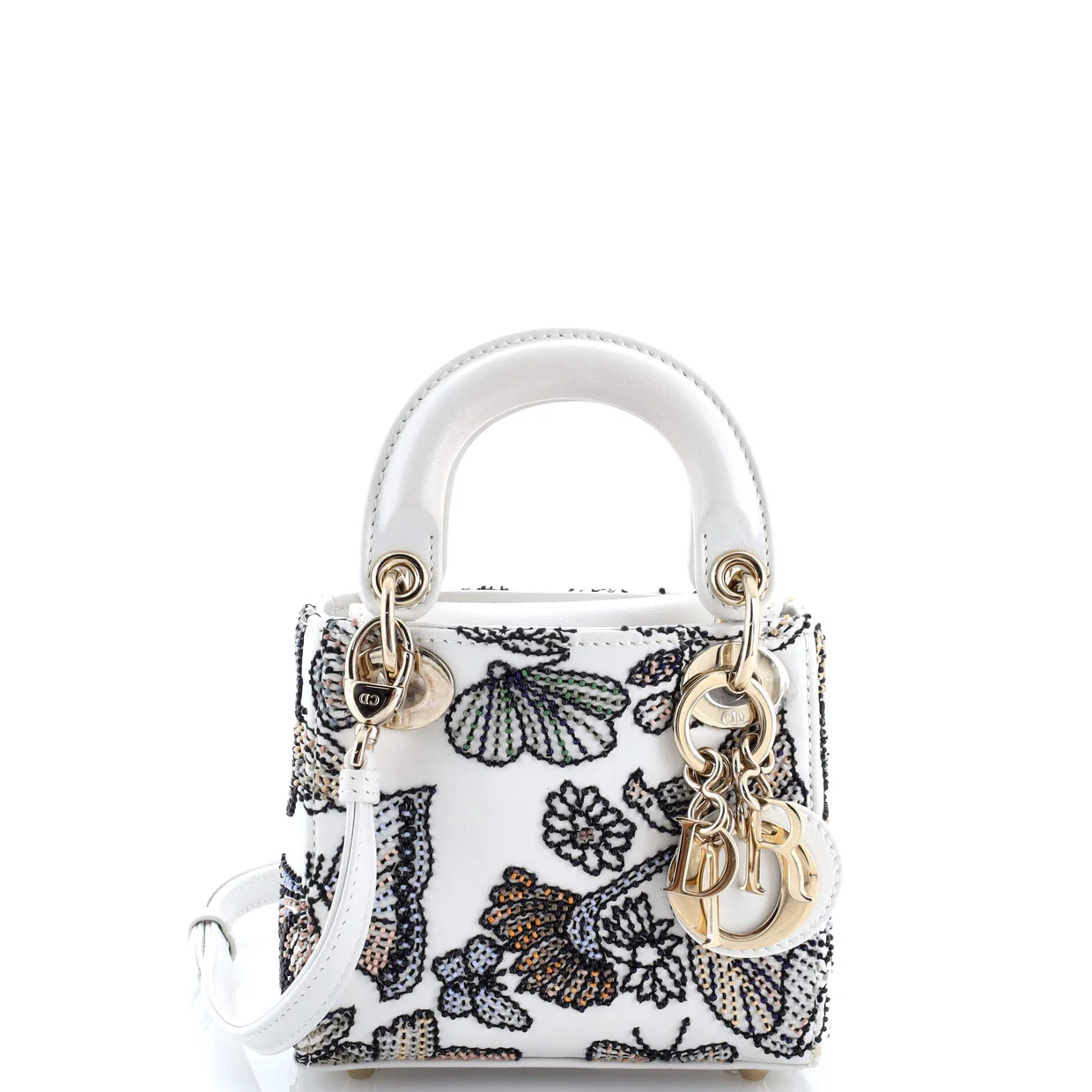 Lady Dior Bag Beaded Embroidered Leather Micro - Deep Luxury
