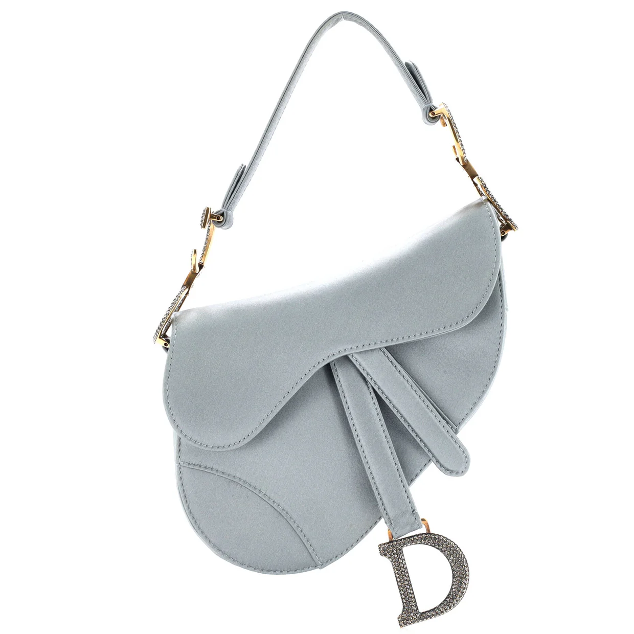 Saddle Handbag Satin with Crystals Mini - Deep Luxury