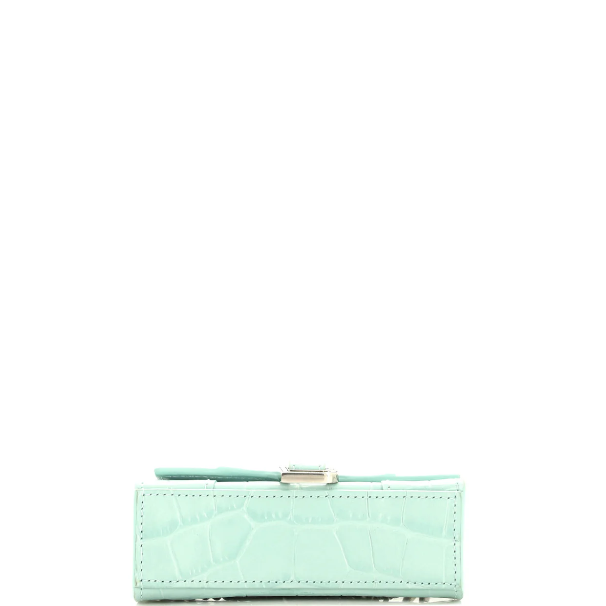 Hourglass Chain Top Handle Bag Crocodile Embossed Leather Mini - Deep Luxury