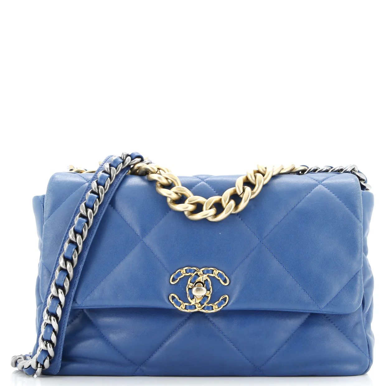 19 Flap Bag Quilted Leather Large - Deep Luxury