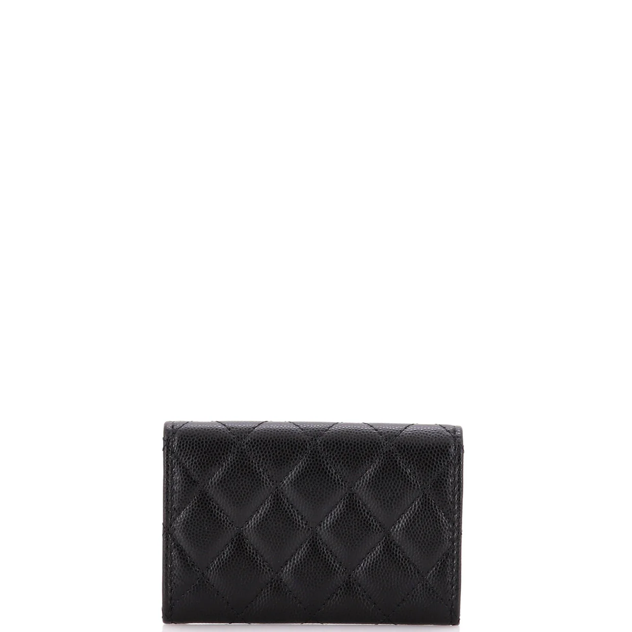 Crystal CC Flap Card Case Quilted Caviar - Deep Luxury