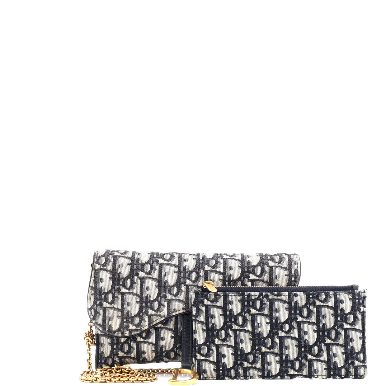 Saddle Chain Wallet Oblique Canvas - Deep Luxury