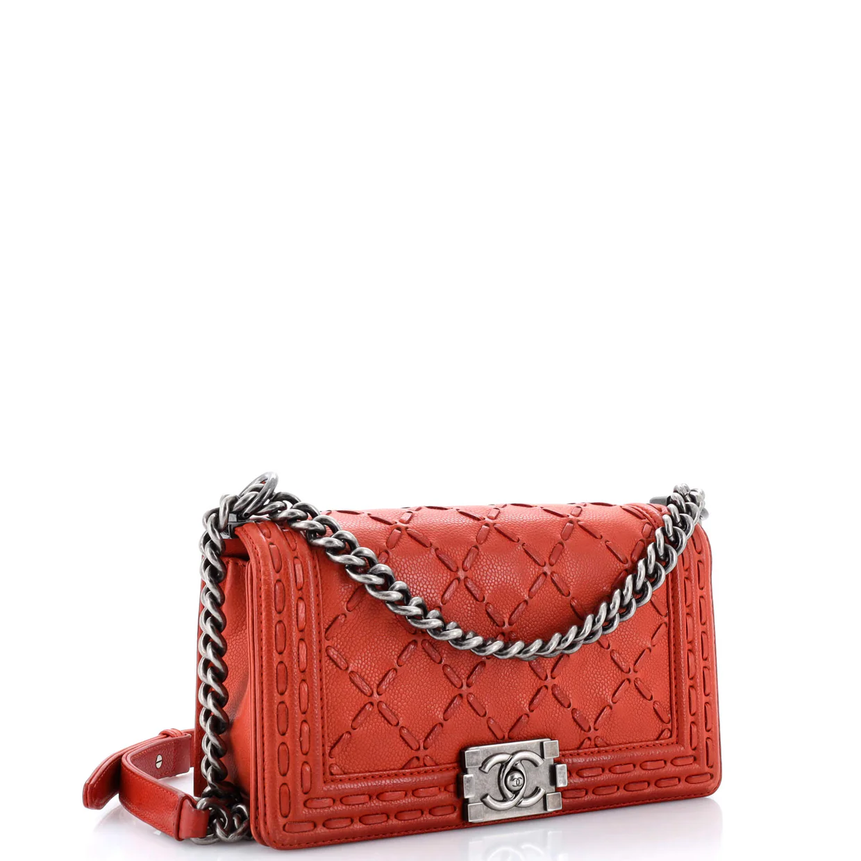 Paris-Dallas Boy Flap Bag Whipstitch Caviar Old Medium - Deep Luxury