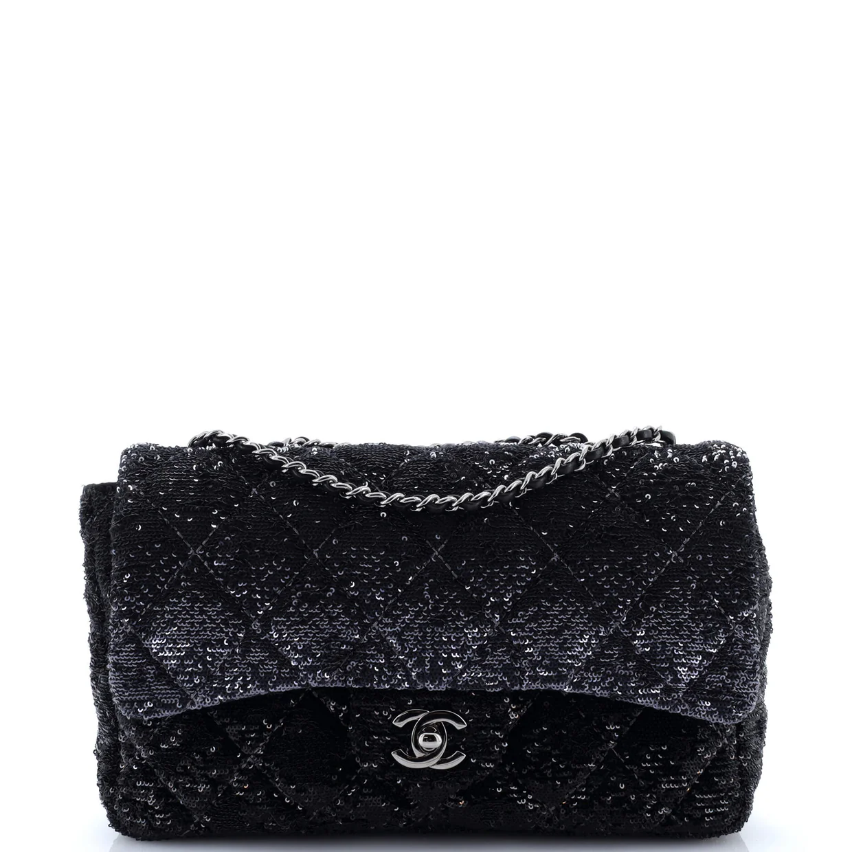 CC Flap Bag Quilted Ombre Sequins Medium - Deep Luxury