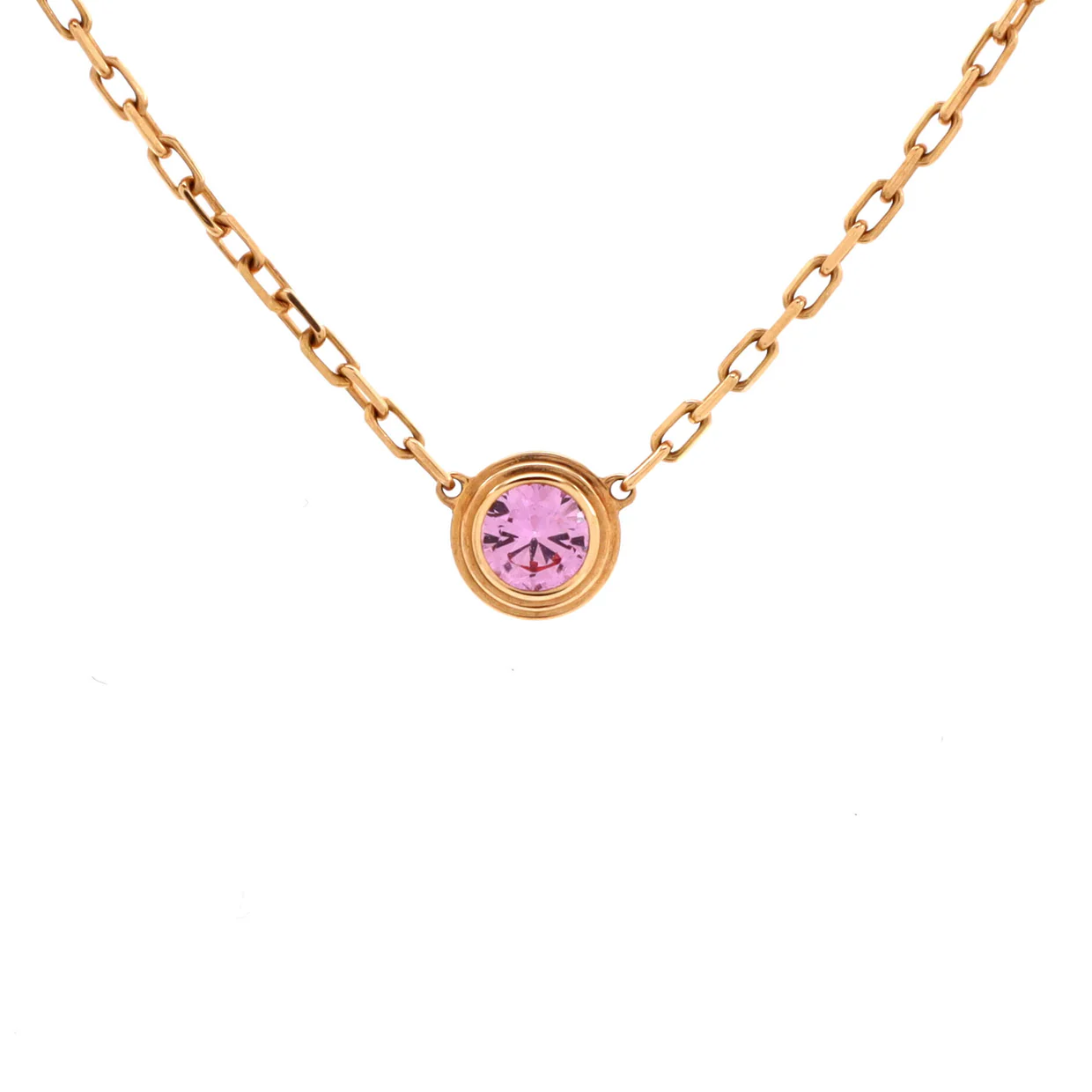 Cartier D'Amour 1 Pink Sapphire Necklace 18K Rose Gold - Deep Luxury