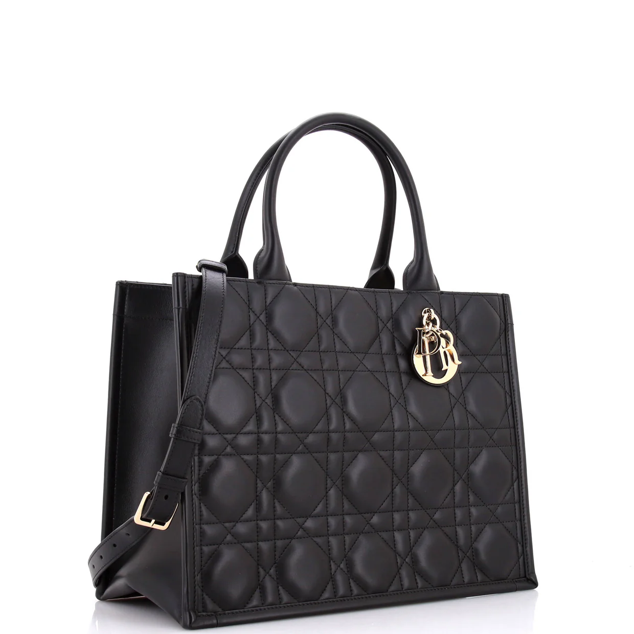 Book Tote with Strap Macrocannage Quilt Calfskin Large - Deep Luxury