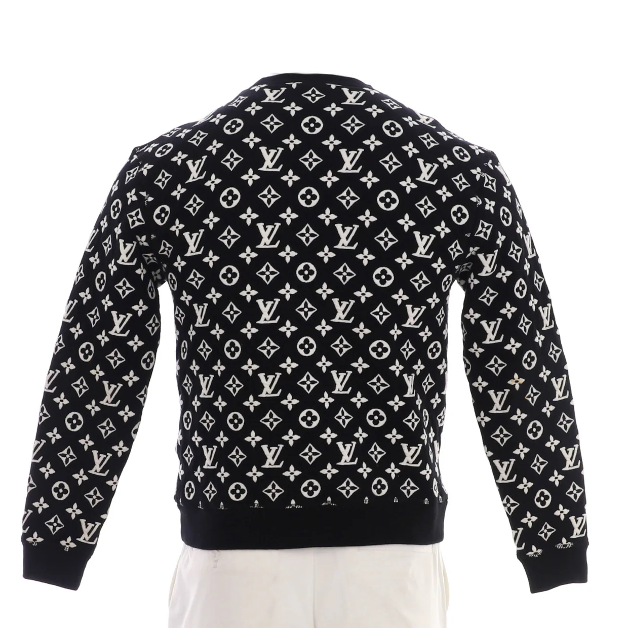 Men's Full Monogram Jacquard Crewneck Sweater Cotton Blend - Deep Luxury