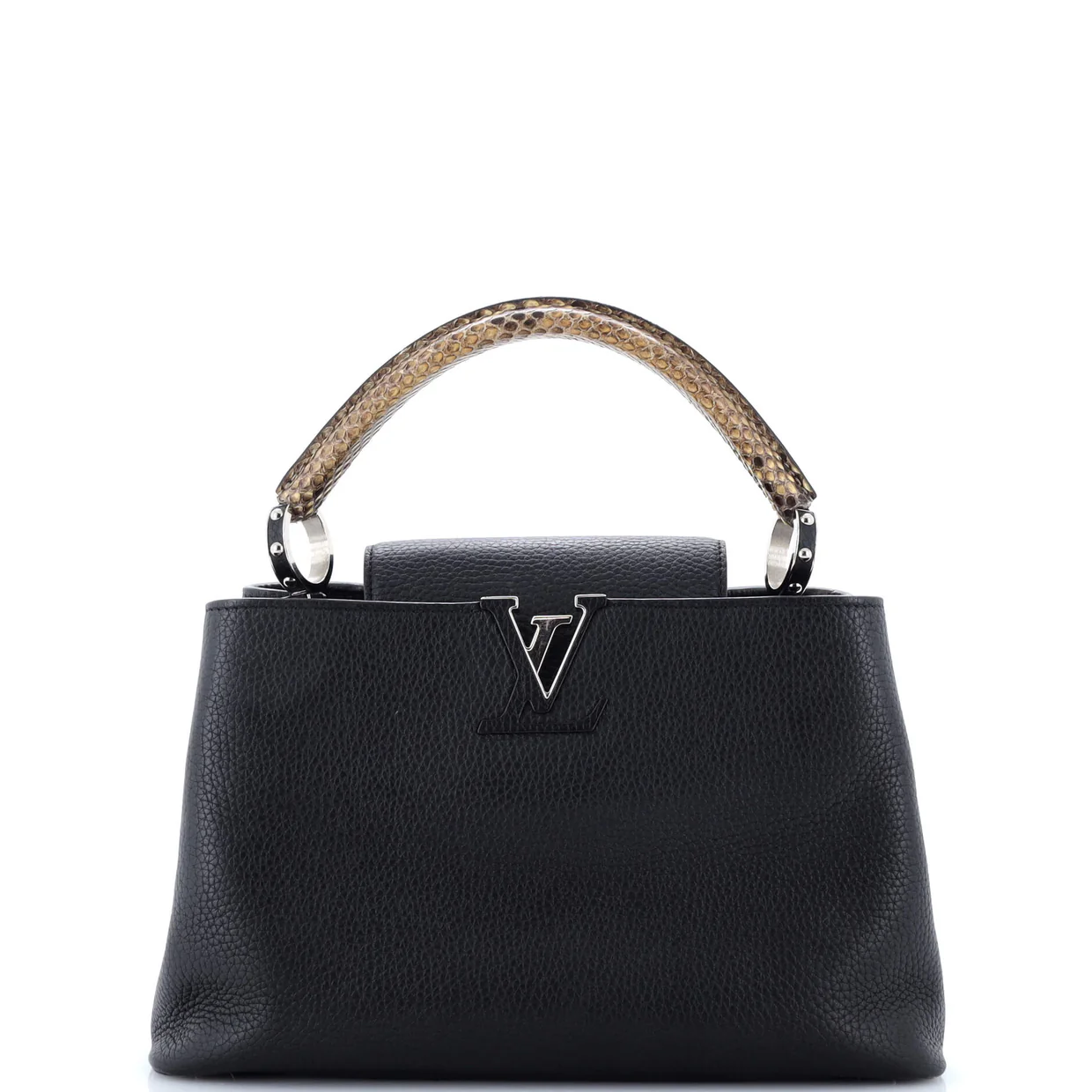Capucines Bag Leather with Python PM - Deep Luxury