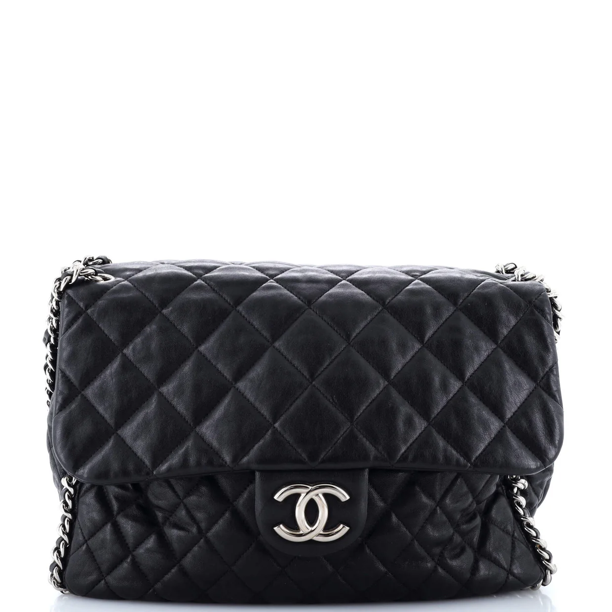 Chain Around Flap Bag Quilted Leather Maxi - Deep Luxury