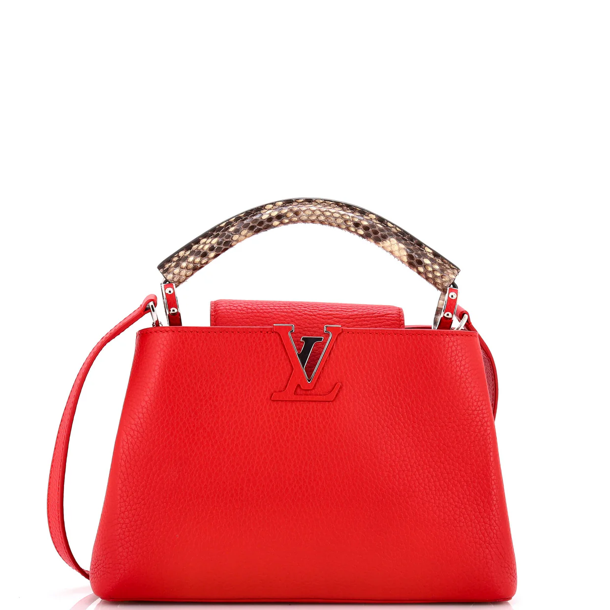 Capucines Bag Leather with Python PM - Deep Luxury