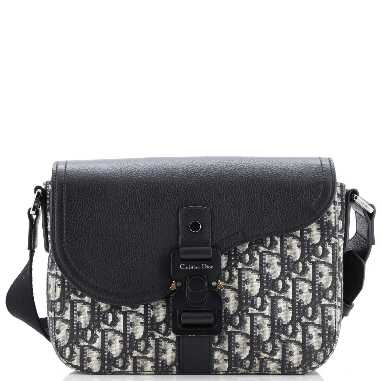 Saddle Buckle Flap Messenger Bag Oblique Canvas and Leather Medium - Deep Luxury