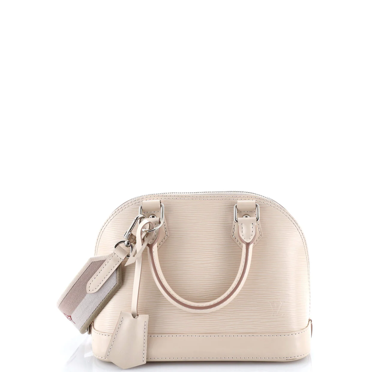 Alma Handbag Epi Leather with Logo Jacquard Strap BB - Deep Luxury