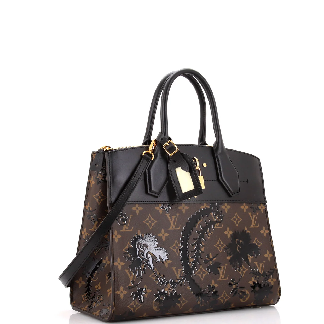 City Steamer Handbag Limited Edition Blossom Monogram Canvas and Leather MM - Deep Luxury