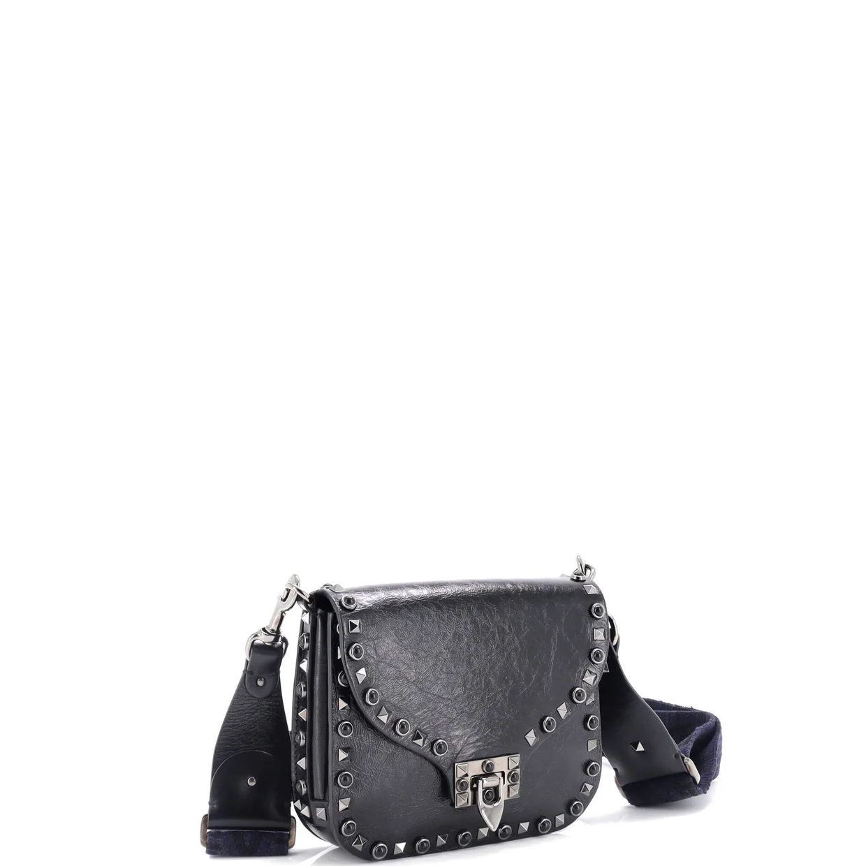 Rolling Rockstud Crossbody Bag Leather with Cabochons Small - Deep Luxury