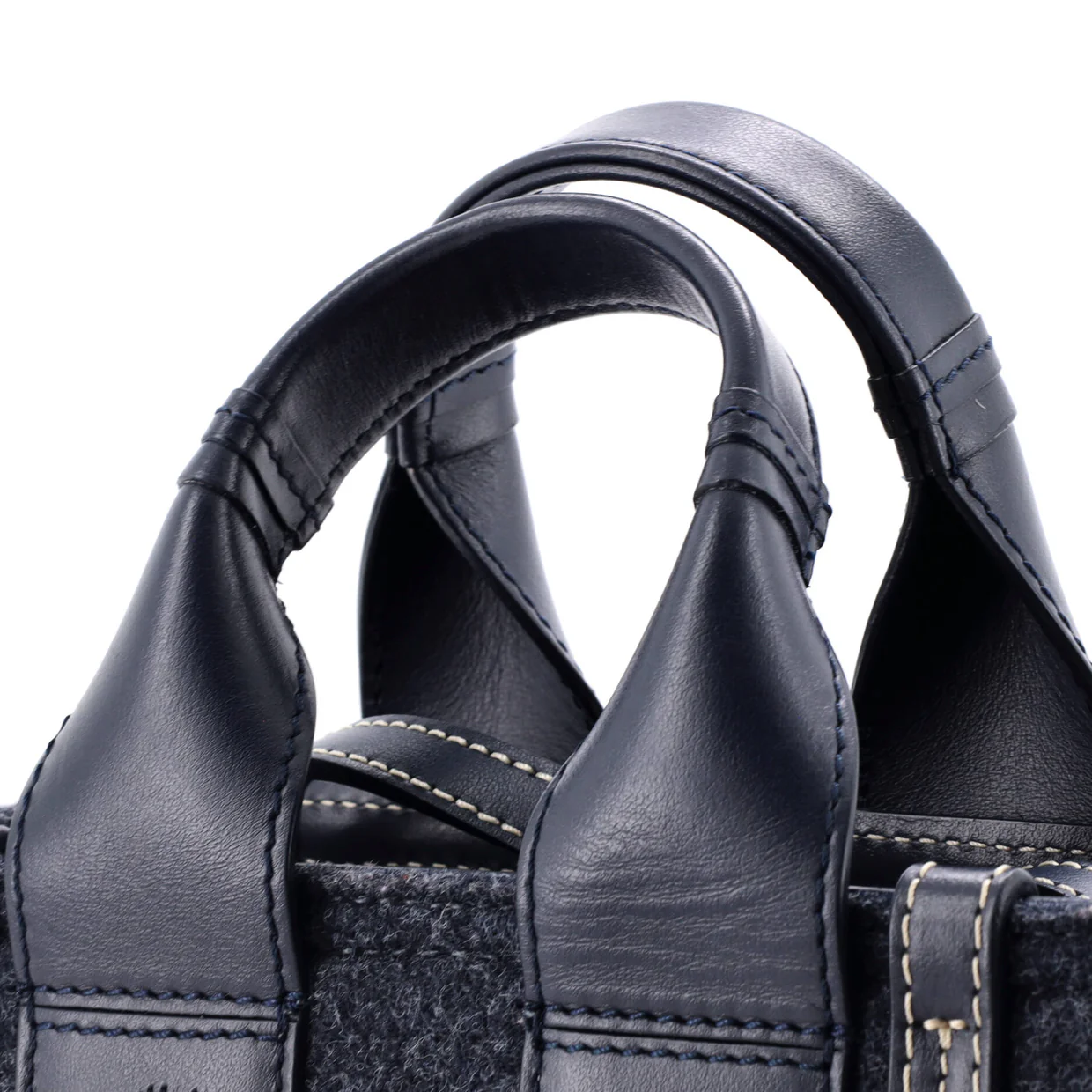 Woody Tote Recycled Felt with Leather and Canvas Mini - Deep Luxury