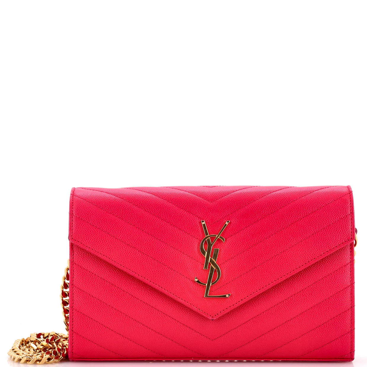 Classic Monogram Wallet on Chain Matelasse Chevron Leather Medium - Deep Luxury