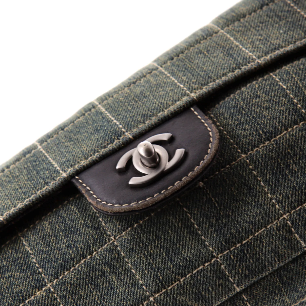 Chocolate Bar Flap Bag Quilted Denim East West - Deep Luxury