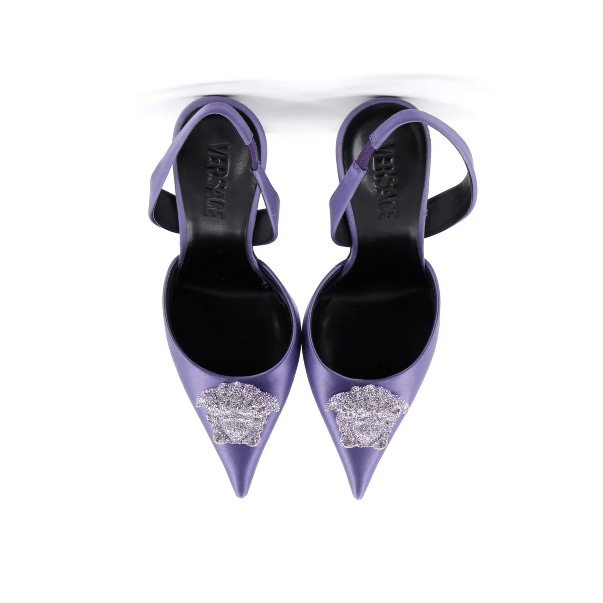 Women's La Medusa Slingback Pumps Satin with Crystals - Deep Luxury