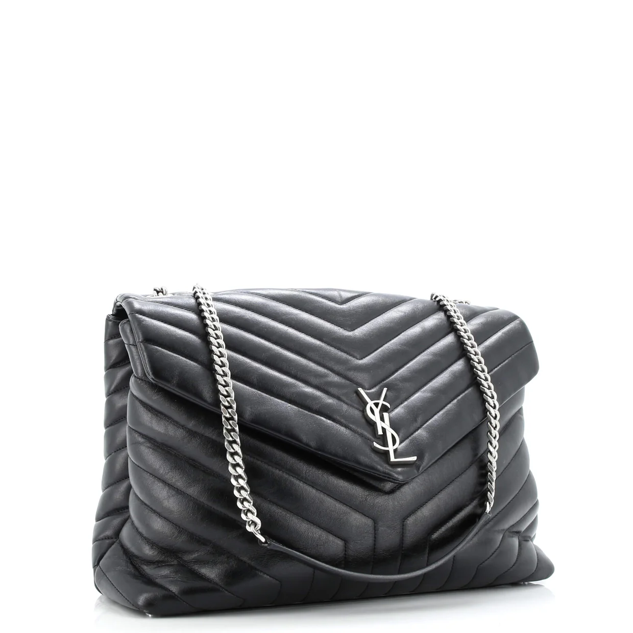 Loulou Shoulder Bag Matelasse Chevron Leather Large - Deep Luxury