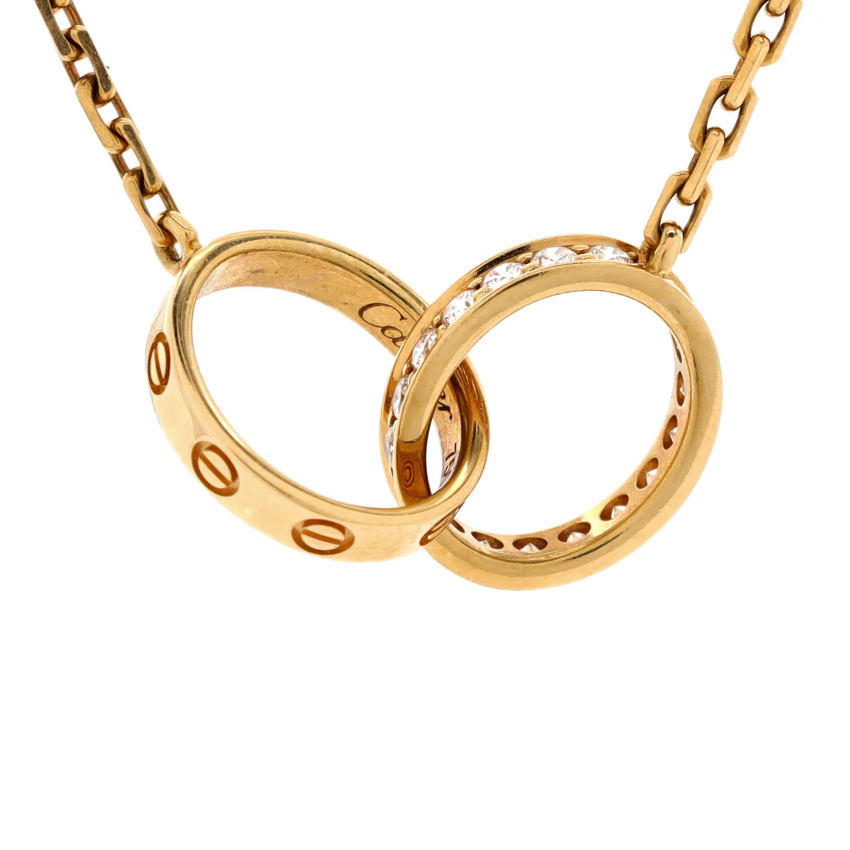 Love Interlocking Necklace 18K Yellow Gold and Diamonds - Deep Luxury