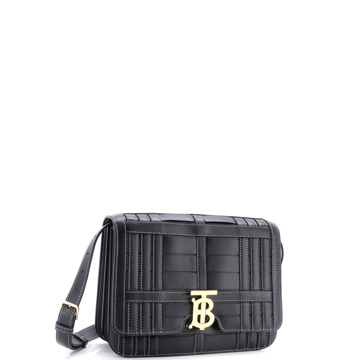 TB Flap Bag Woven Leather Medium - Deep Luxury