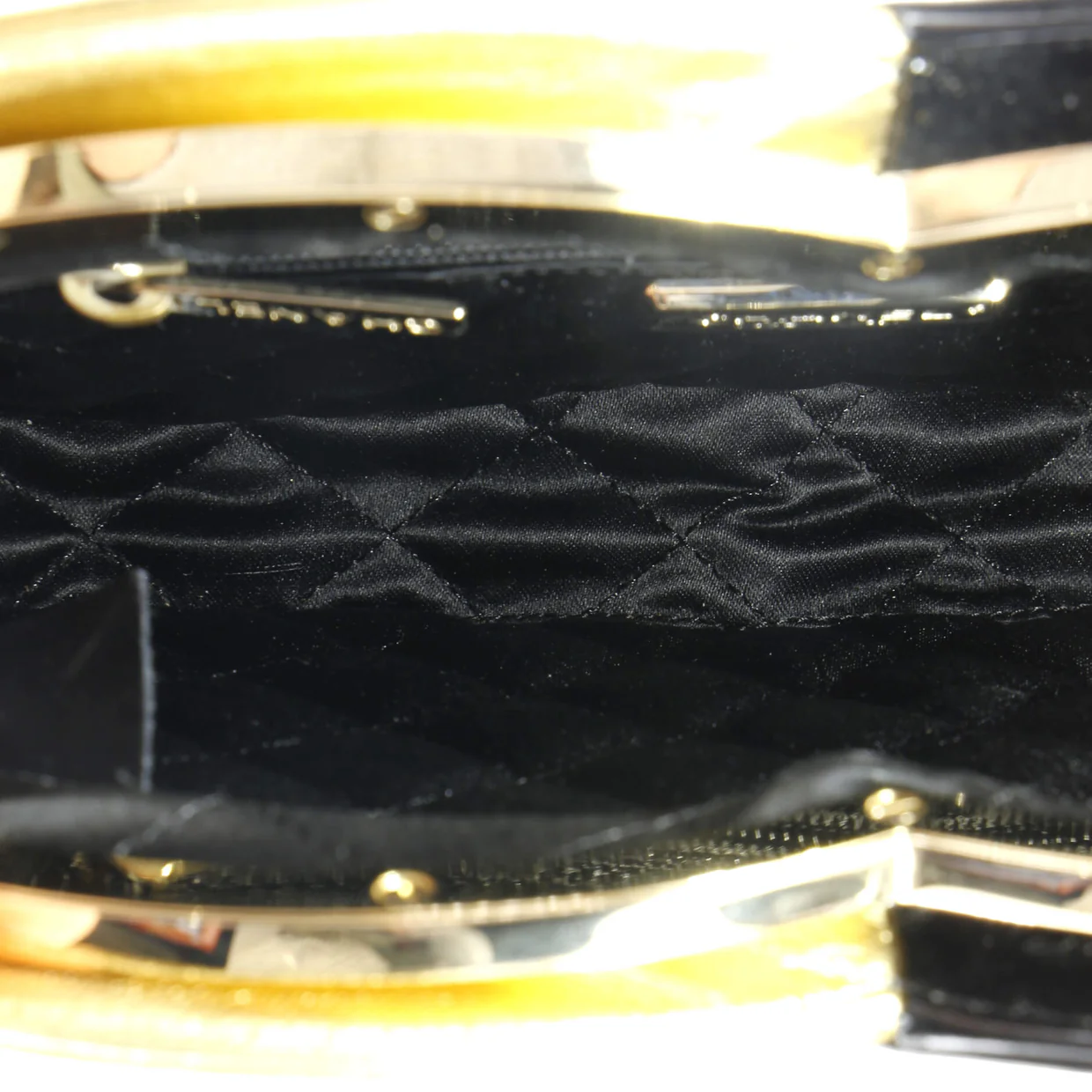 Kisslock Double Circle Clutch Lambskin with Patent - Deep Luxury