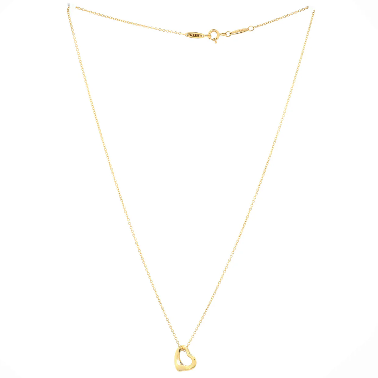 Elsa Peretti Open Heart Pendant Necklace 18K Yellow Gold 11mm - Deep Luxury