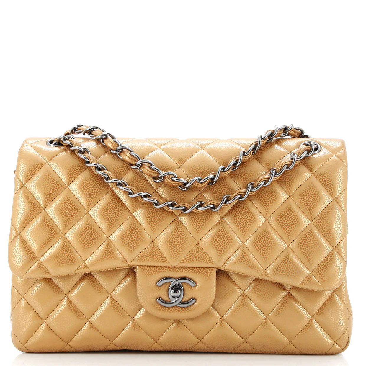 Classic Double Flap Bag Quilted Metallic Caviar Jumbo - Deep Luxury