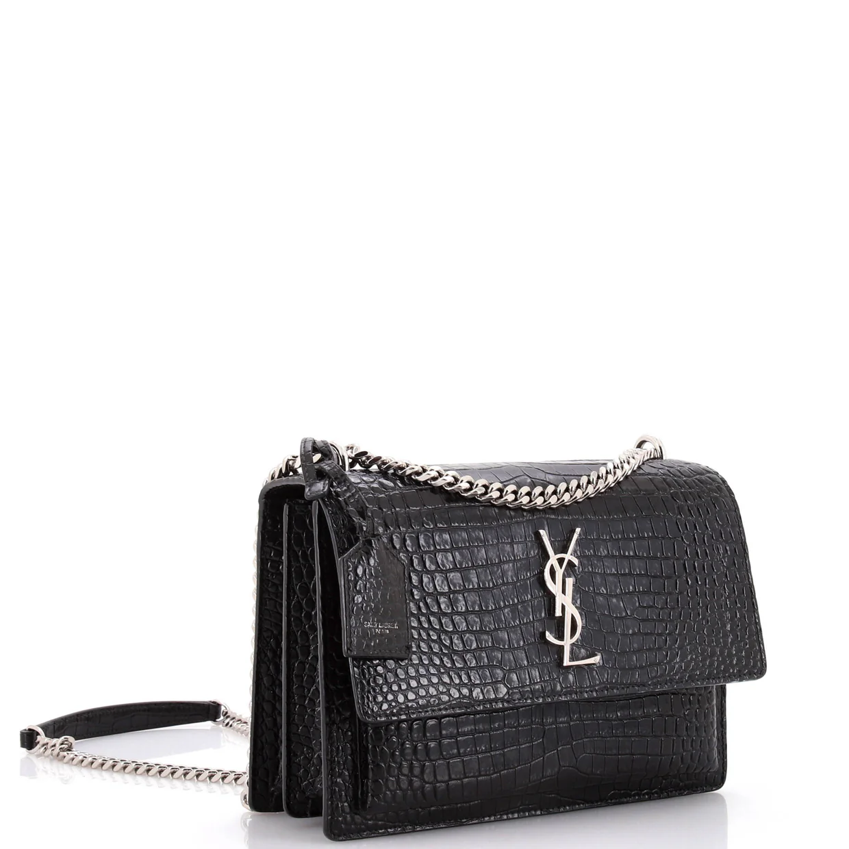 Sunset Crossbody Bag Crocodile Embossed Leather Medium - Deep Luxury