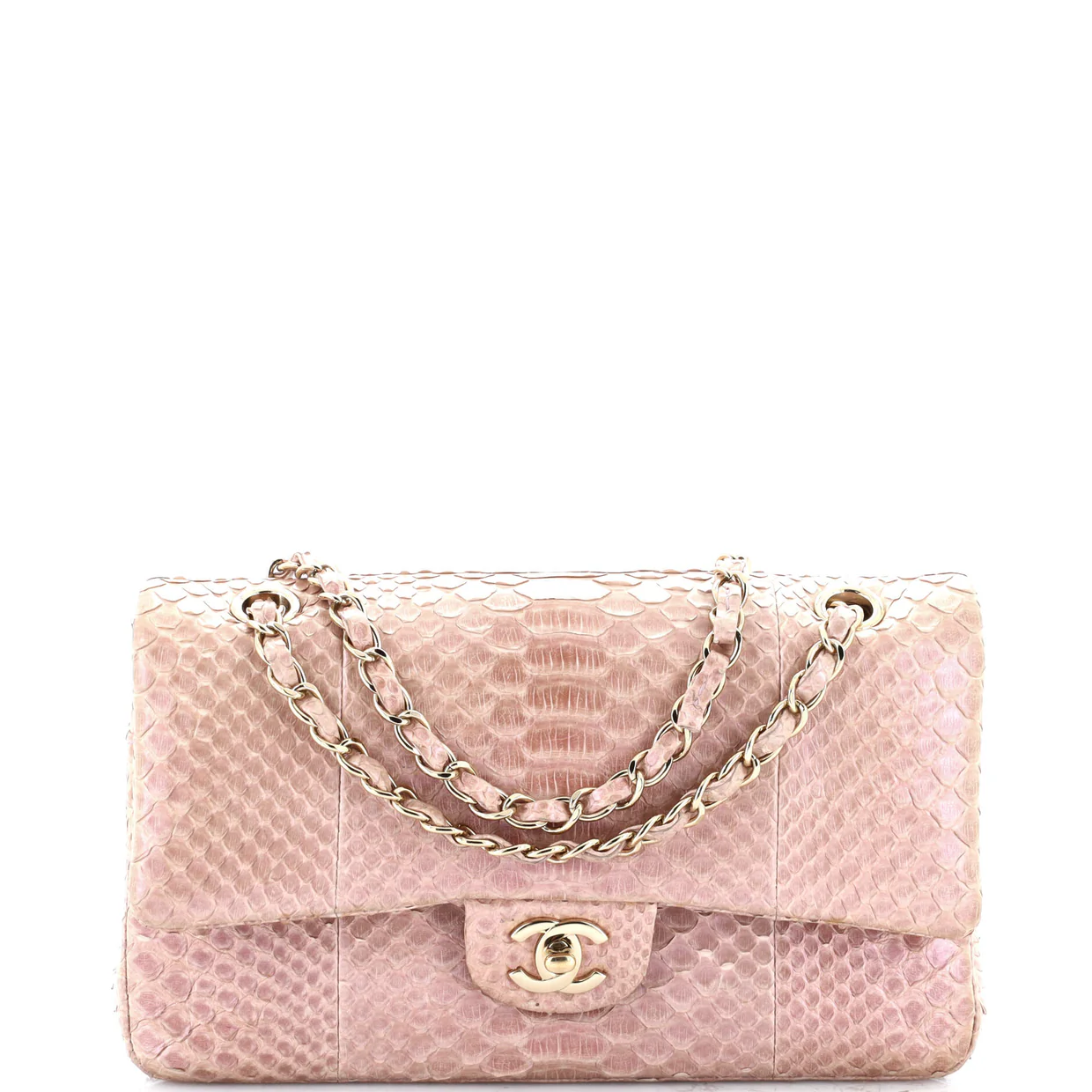 Classic Double Flap Bag Iridescent Python Medium - Deep Luxury