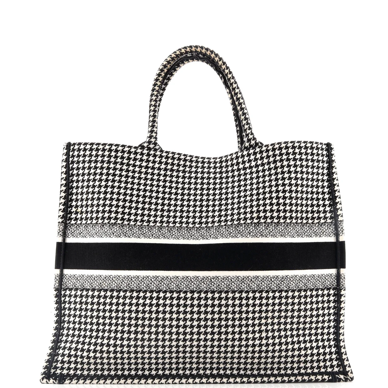 Book Tote Houndstooth Canvas Large - Deep Luxury