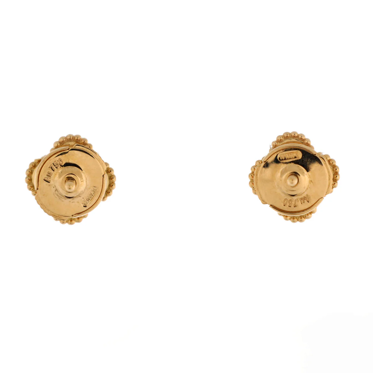 Sweet Alhambra Stud Earrings 18K Yellow Gold and Mother of Pearl - Deep Luxury